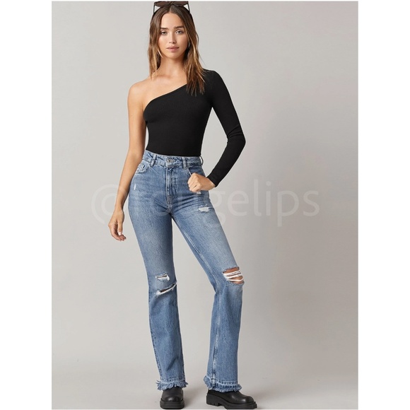 Black One Shoulder Asymmetrical Slim Fit Shirt Top - Picture 4 of 7